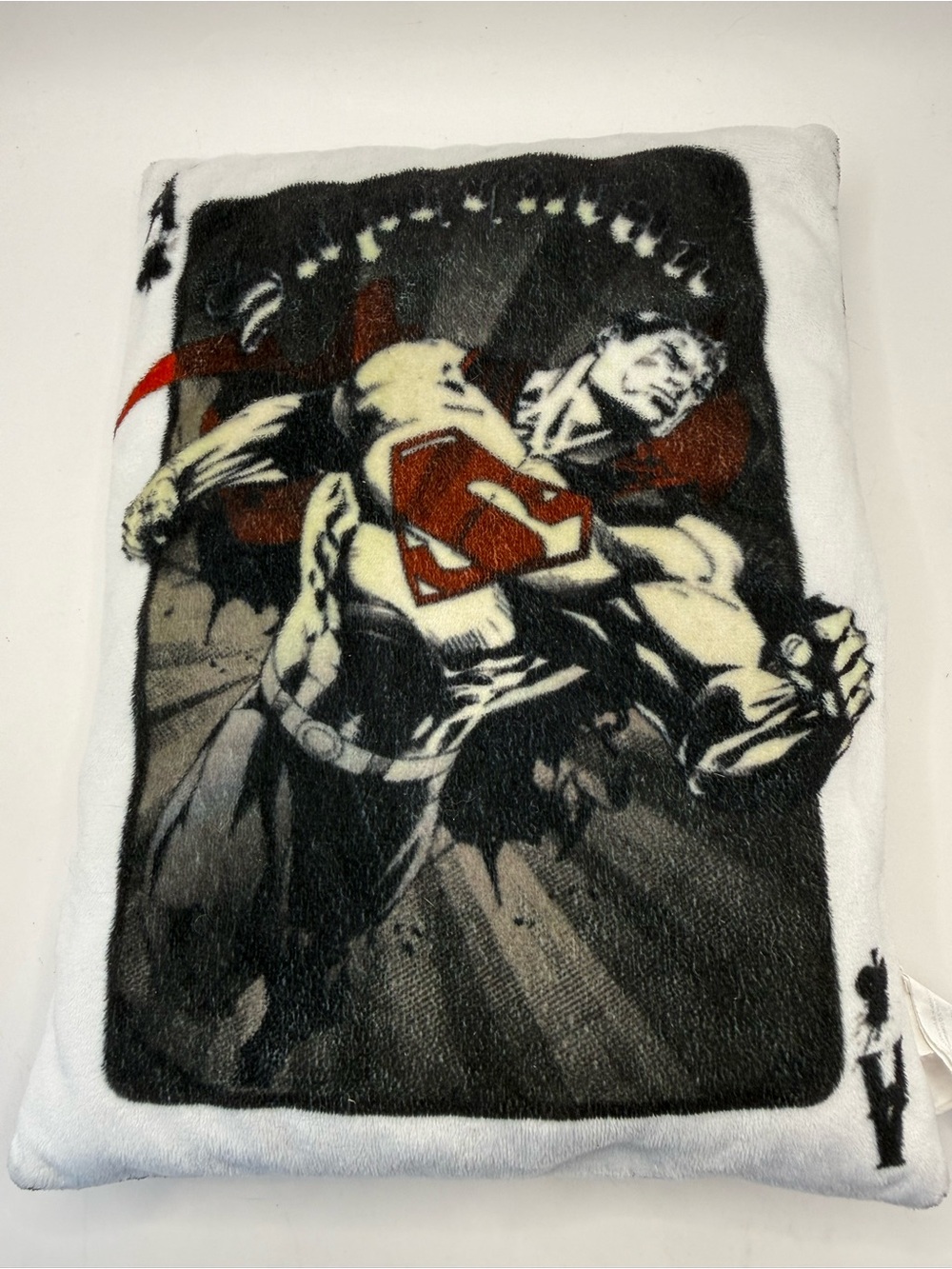 Dragon Shield Superman Core Playing Card Fleece Pillow 10” x 8” Black Red White